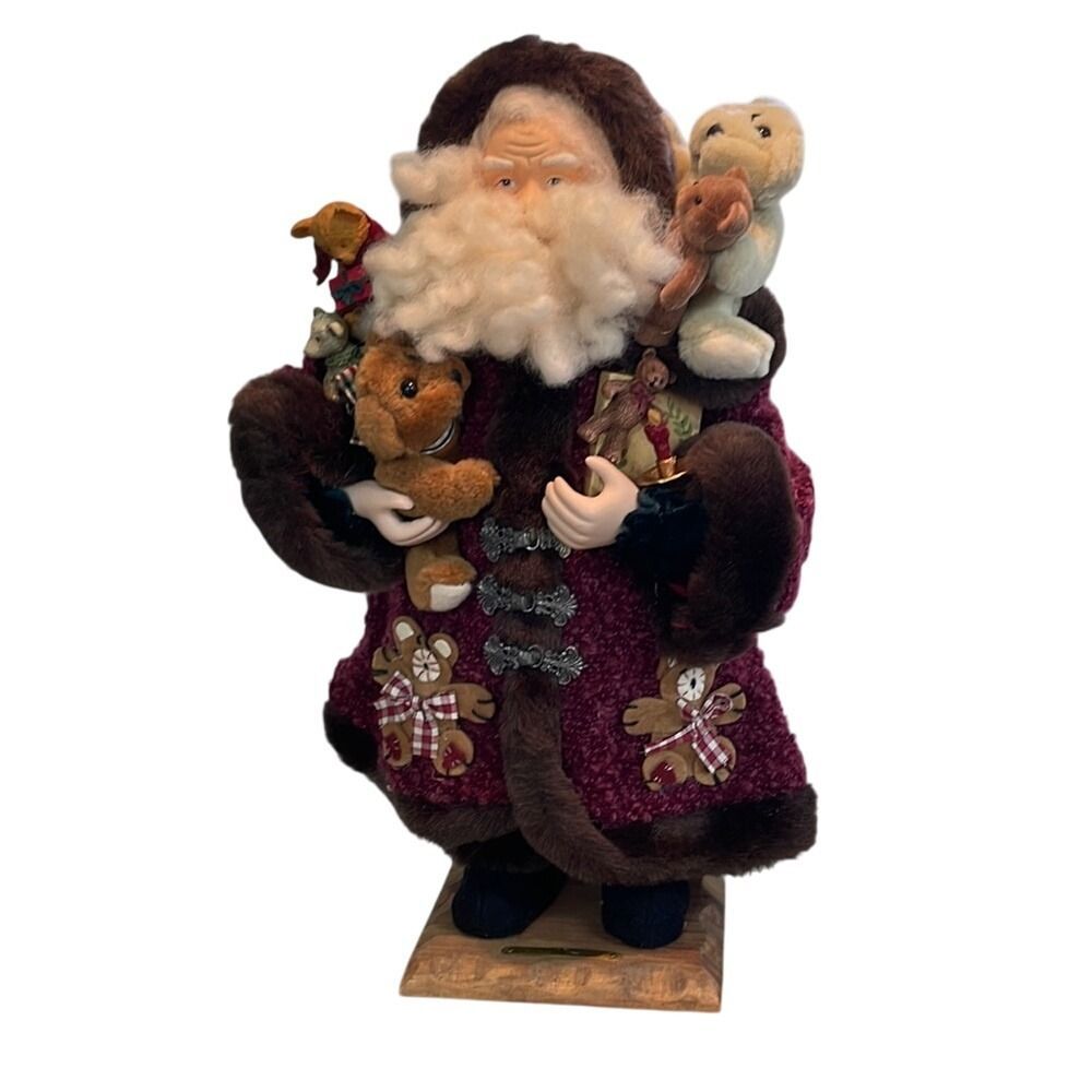 Collectible Santa Claus Figurine with Teddy Bears Christmas‎ Holiday Decor